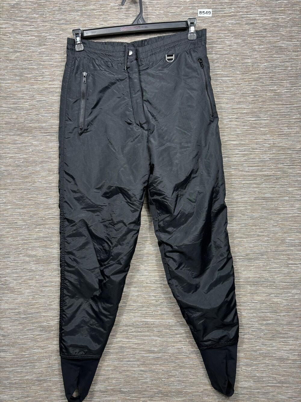 Vintage Ski Gear Snow Pants Mens Medium Black Stirrup Insulated Ski 80s